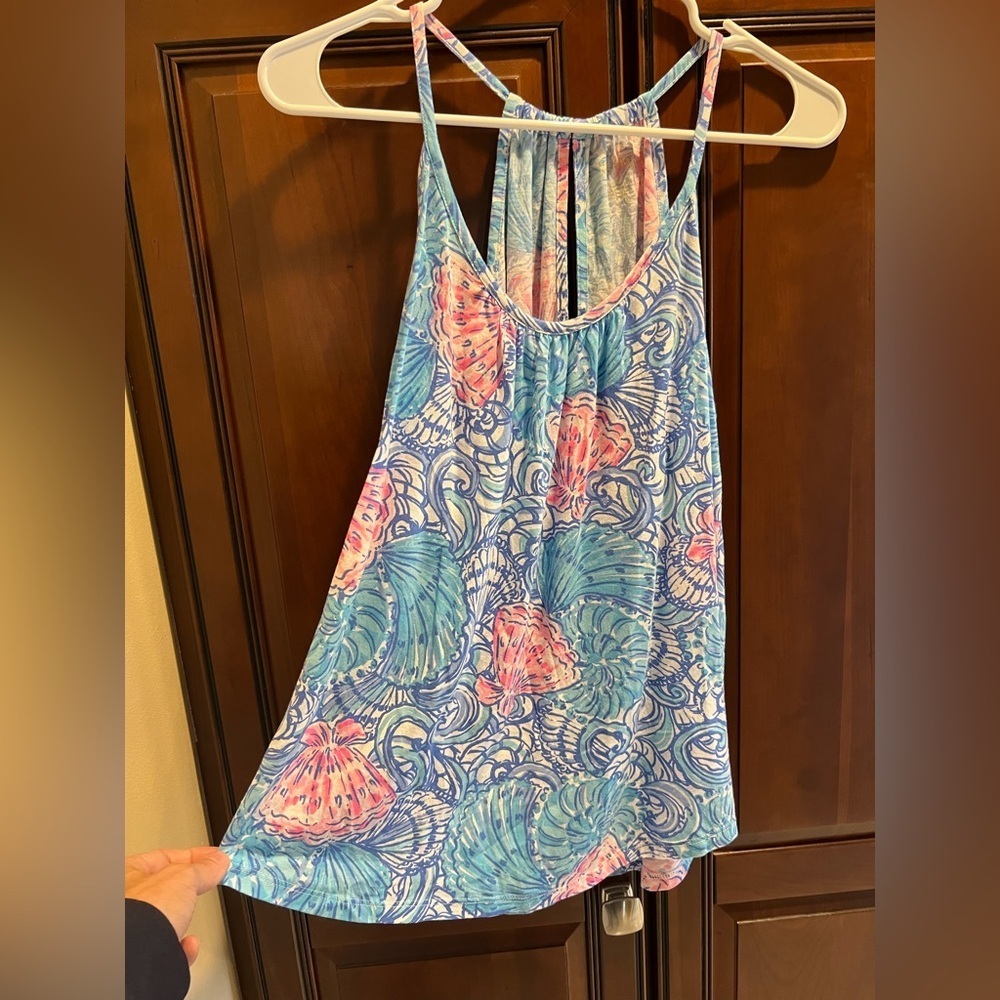 Lilly Pulitzer Blue Pink Shell Print Tank Top